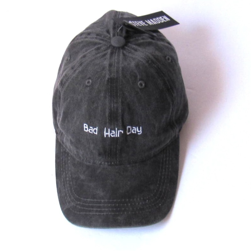 "Bad Hair Day" Gray Adjustable Baseball Cap O/S - Picture 3 of 4